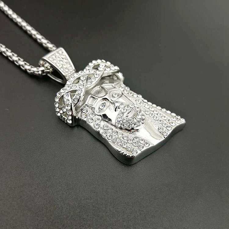 Full Diamond Gold-plated Titanium Steel Jesus Necklace Pendant