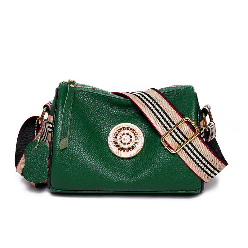 Simple Fashion Wide Strap Single Shoulder Crossbody Bag Head Layer Cowhide
