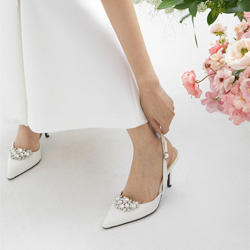 Women's Sandals Baotou Stiletto Heel Pointed Toe Bridesmaid