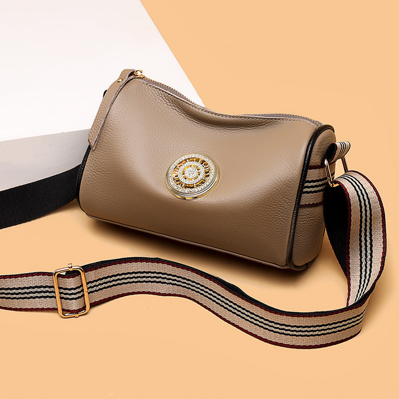 Simple Fashion Wide Strap Single Shoulder Crossbody Bag Head Layer Cowhide