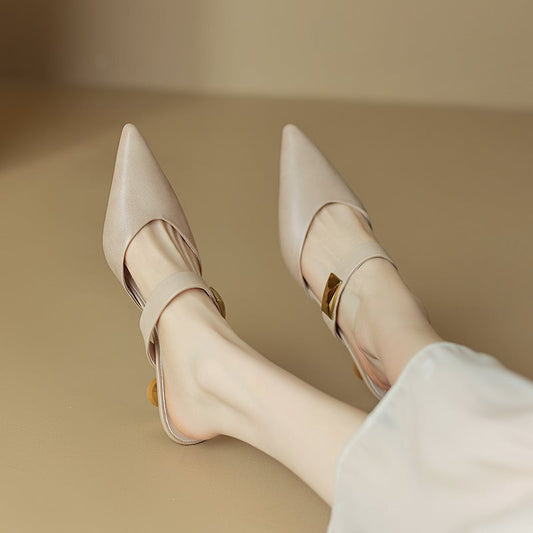 Casual Pointed-toe Mules Shoes High Heel Toe Box Half Slippers