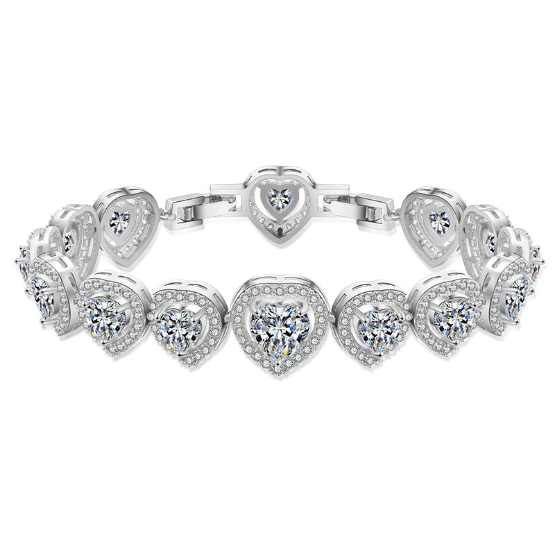 Geometric Heart Shape AAA Zircon Bracelet Female Korean Style Temperament