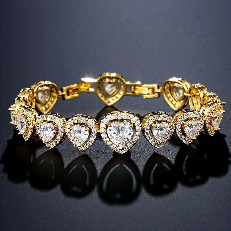 Geometric Heart Shape AAA Zircon Bracelet Female Korean Style Temperament