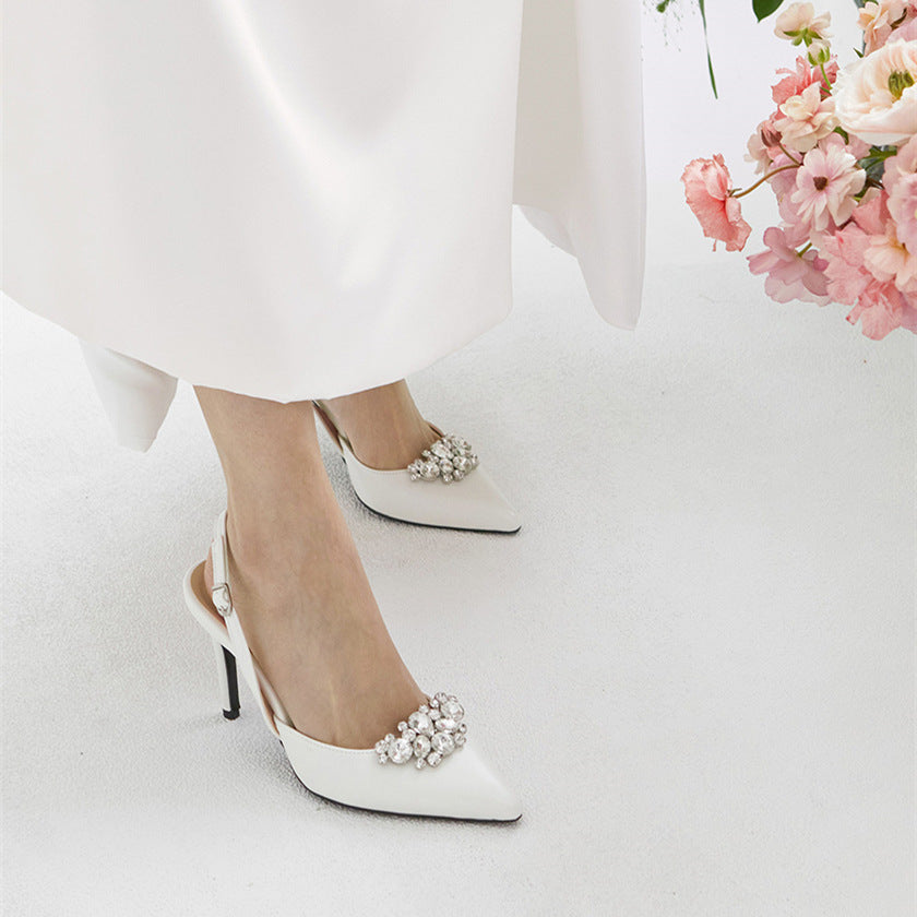 Women's Sandals Baotou Stiletto Heel Pointed Toe Bridesmaid