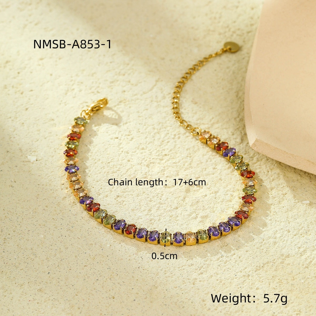 Titanium Steel Bracelet 18K Gold Plating Stainless Steel Inlaid Zircon