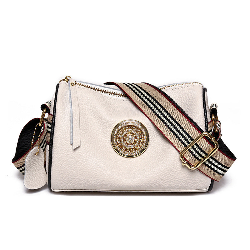 Simple Fashion Wide Strap Single Shoulder Crossbody Bag Head Layer Cowhide