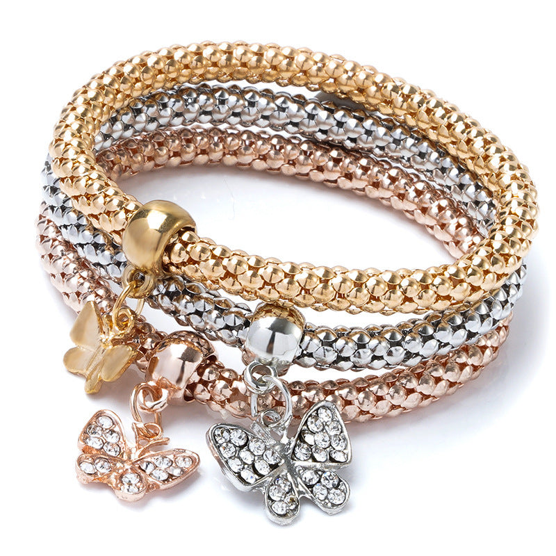 Diamond-embedded Love Pendant Bracelet For Women