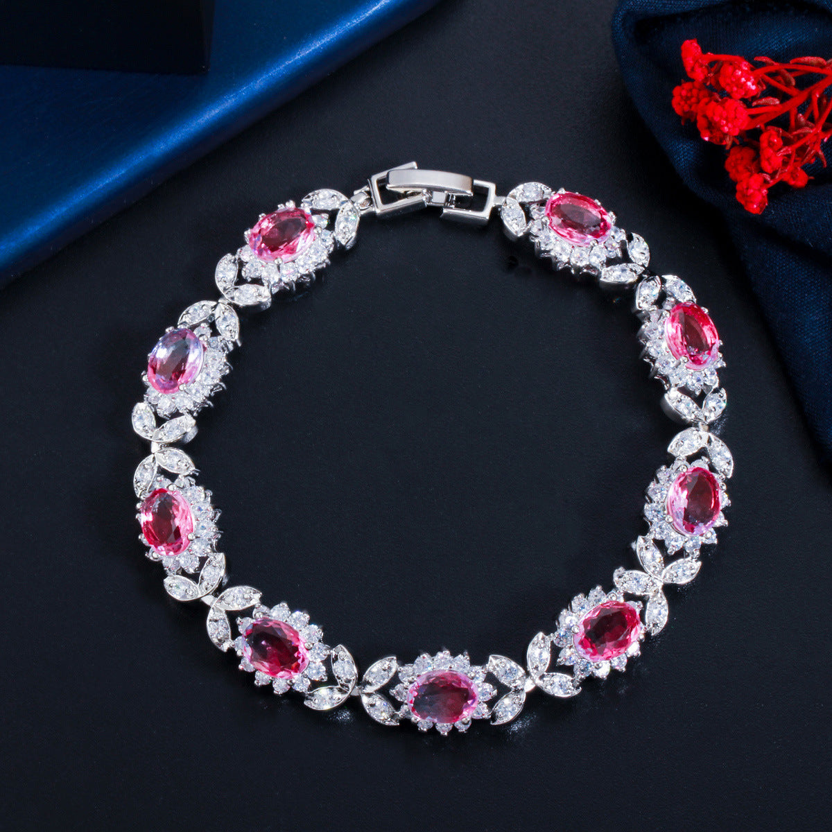 Copper Inlaid Zircon Full Diamond Bracelet