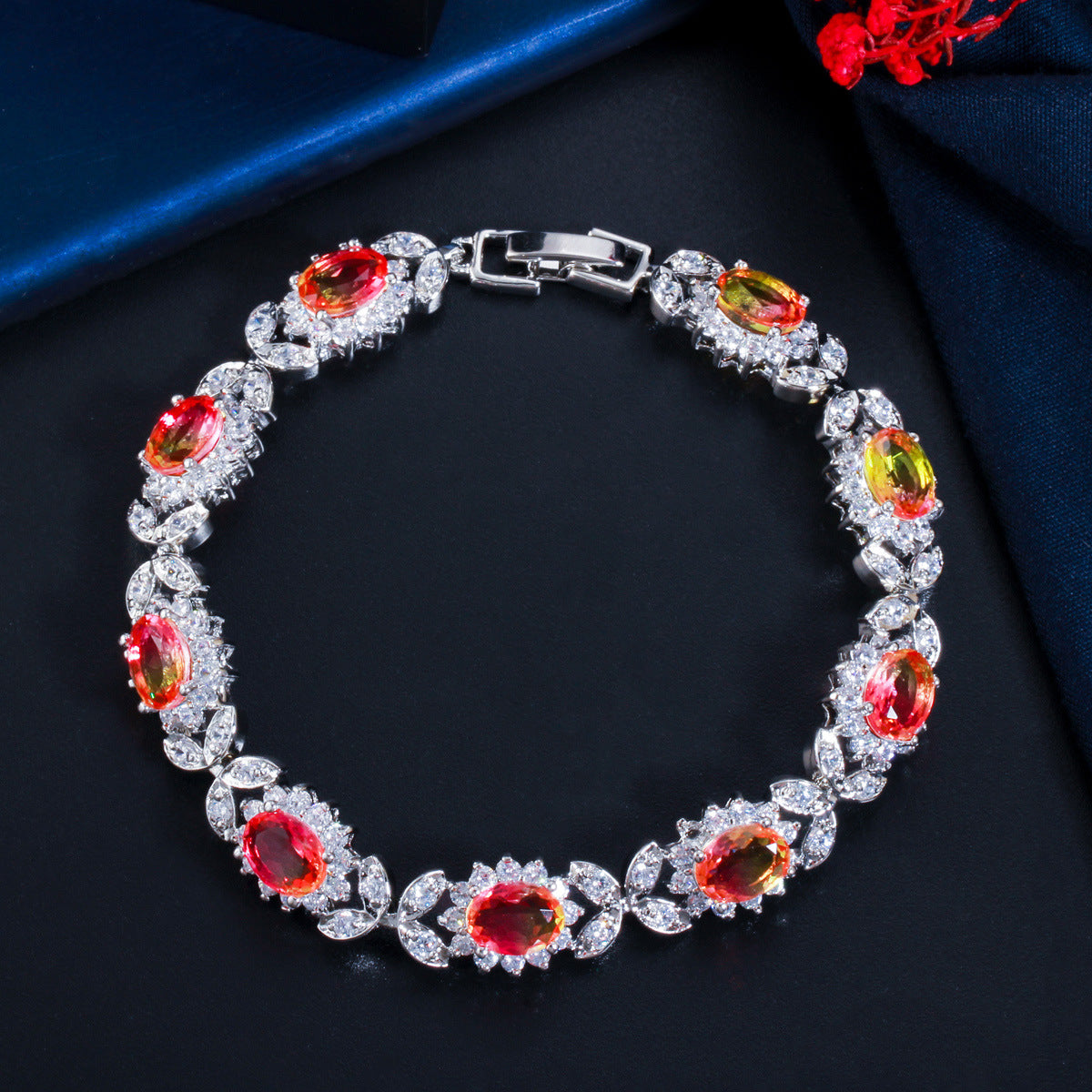 Copper Inlaid Zircon Full Diamond Bracelet