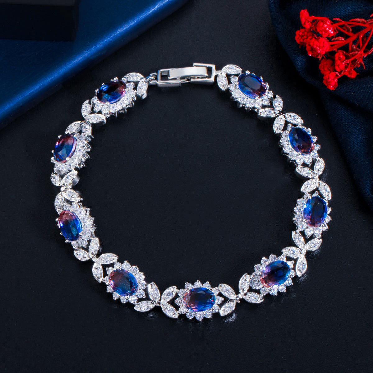 Copper Inlaid Zircon Full Diamond Bracelet