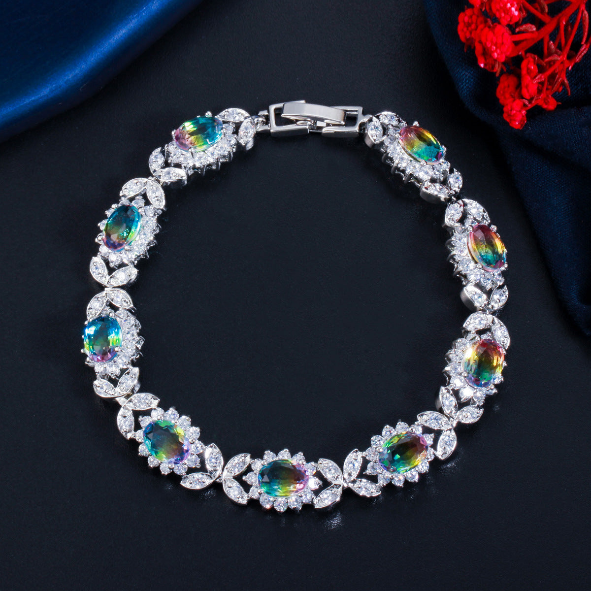 Copper Inlaid Zircon Full Diamond Bracelet