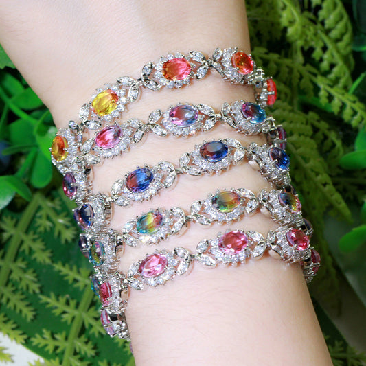 Copper Inlaid Zircon Full Diamond Bracelet