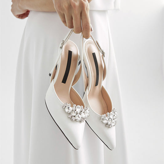Women's Sandals Baotou Stiletto Heel Pointed Toe Bridesmaid
