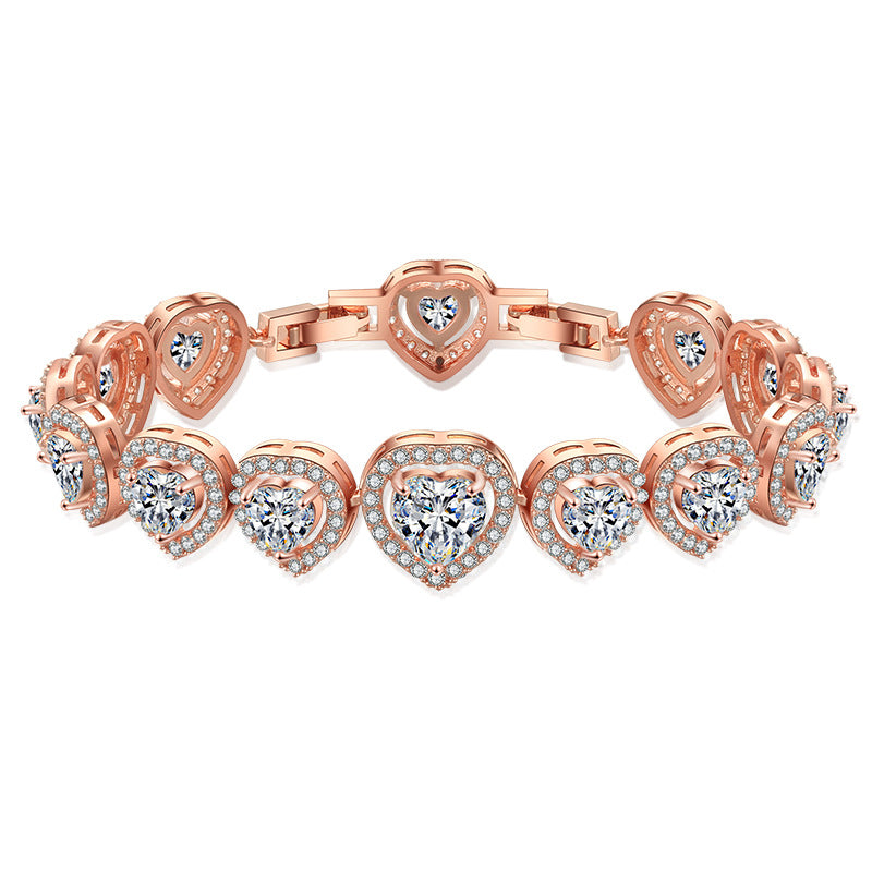 Geometric Heart Shape AAA Zircon Bracelet Female Korean Style Temperament