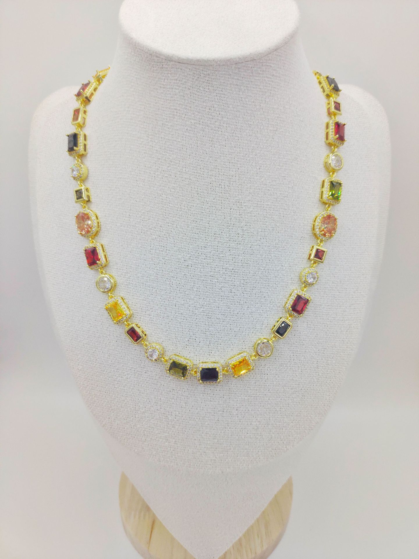 Personalized Color Rectangular Zircon Alloy Chain